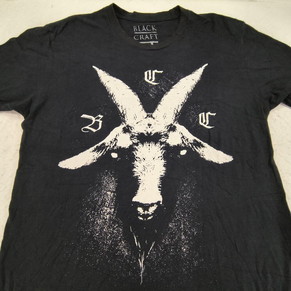 Black Craft Graphic Crew Neck Short Sleeve T Shirt Mens Size Large L Black